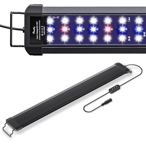 Pawfly 18 W Aquarium LED Light for 24 to 30 Inch Fish Tanks Extendable Fish Tank Light with Full Spectrum Brilliant White Blue Red Lights with Daytime & Night Modes and Adjustable Brightness - color: Basic, size: 24"-30"