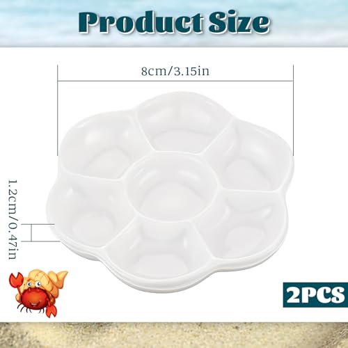 Hermit Crab Food Dish, 2 Pcs Mini Ceramic Hermit Crab Feeding Dish Tiny Reptile Water Bowl with 7 Compartments for Snail, Gecko, Lizard, Aquarium Accessory