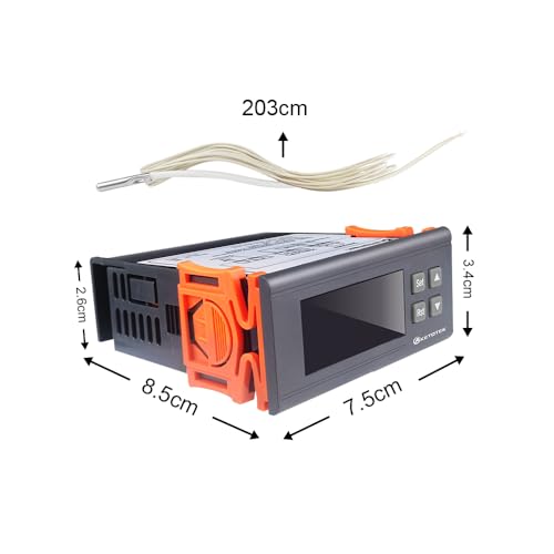 KETOTEK KT8230 Digital Temperature Controller Thermostat Regulator | 120VAC 30A, Fahrenheit -22~572℉, Heating Cooling, For Incubator Brooder Refrigerator Fermenter Greenhouse Reptile