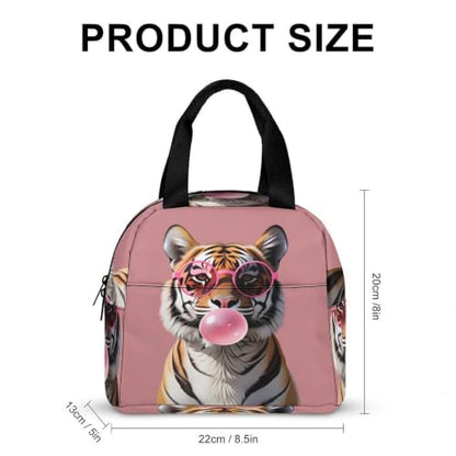 Funny Pink Bubble Gum Tiger Lunch Bag for Women Men | Insulated Lunch Box Leakproof Food Meal Containers Reusable Foldable 6L Capacity Lunch Tote Bags for Work Picnic Travel - color: Style 5