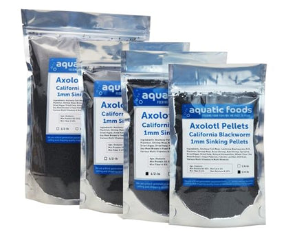 Axolotl Blackworm Pellets. 1mm-1/32 Sinking California Blackworm Micro Pellets for Baby Axolotl, Shrimp, Salamanders, Frogs, Snails, Newts…1/4-lb Pouch Bag - size: 4 Ounce (Pack of 1)
