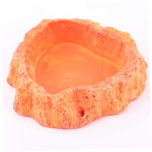 Reptile Feeding Bowl Skid Base Sturdy Food and Water Dish for Lizards Turtles and Other Crawling Pets Orange 2-in-1 Feeder Container