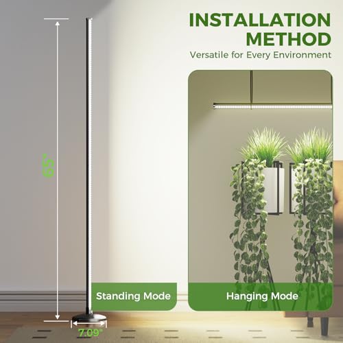 2PCS Grow Lights for Indoor Plants with Timer, 384 LEDs 42W Vertical Full Spectrum Grow Light 65 Inch Standing Grow Lights 3 Light Modes 5-Level Dimmable Wide Coverage - color: 2PCS