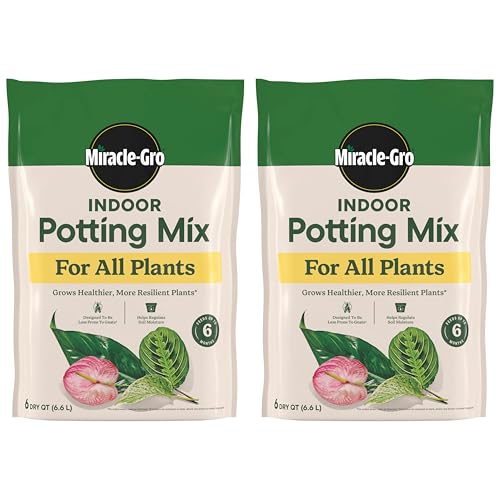 Miracle-Gro Indoor Potting Mix for All Plants, 6 qt., 2-Pack | Use with Houseplants and More, Feeds for up to 6 Months - size: 6 qt (2-Pack), style: 6 QT