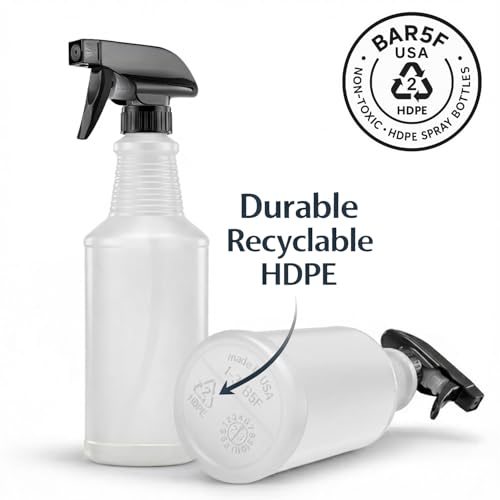 Bar5F 24 oz Spray Bottle Fine Mist and Spray- BPA-Free, Multipurpose | B5F Bottle System, Perfect for Light Cleaning, Gardening, Hydrogen Peroxide, Rubbing Alcohol, Leak-Proof, USA - style: Black (2-Pack) 24-Ounce