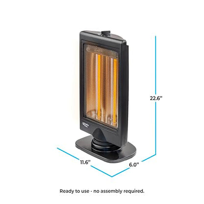 Comfort Zone Oscillating Portable Space Heater, Flat Panel, Halogen, Infrared, Electric, Adjustable Tilt, Overheat Sensor, Stay-Cool, & Tip-Over Switch, Ideal for Home, Bedroom, & Office, 800W, CZHTV9