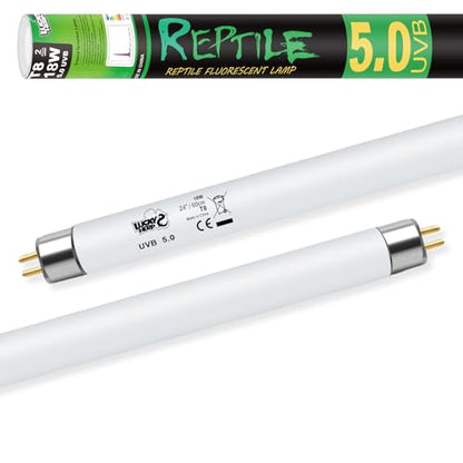 LUCKY HERP T8 18W UVB 5.0 Reptile Light, UVA UVB Reptile Light Bulb 2 Pack, Fluorescent Lamp for Reptiles Amphibians Lizards Chameleons - size: 24inch 5.0