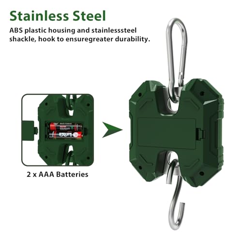 GRAM PRES Digital Hanging Scale 660LB/300KG,Handheld Mini Crane Scale,Deer Hunting Scales,Digital Luggage Scale with Hooks for Farm，Fishing, Fish, Meat，Game,Outdoor.