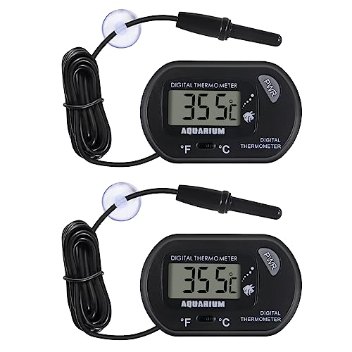 2Pack Digital Aquarium Thermometer with Large LCD Display, Reptile Thermometer for Vehicle, Terrarium, Fish Tank, Refrigerator