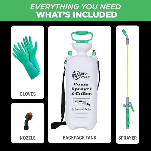 REALWORK 2pk 2-Gallon Handheld Tank Sprayer with Easy-Carry Shoulder Strap for Lawn, Garden, Yard, in Translucent White - size: 2 gallon