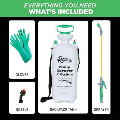 REALWORK 2pk 2-Gallon Handheld Tank Sprayer with Easy-Carry Shoulder Strap for Lawn, Garden, Yard, in Translucent White - size: 2 gallon