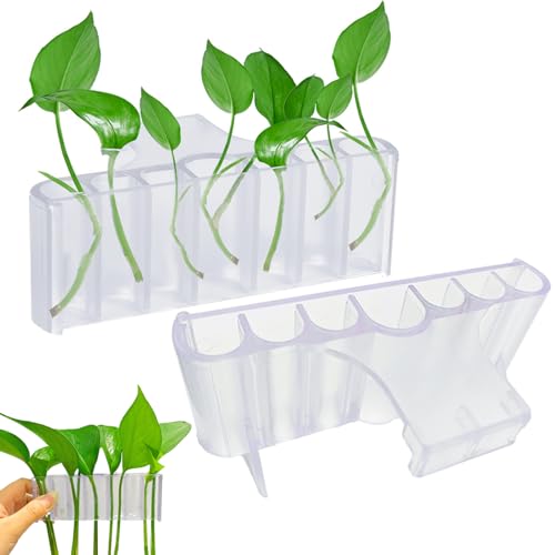 2PC 7 Holes Upgraded Aquarium Plant Holder, Aquatic Plants Cup for Tank, Fish Tank Plant Holder with Long Hook, Aquarium Feeder for Aquascape Decorations on Top of Tank (Transparent-2PC) - color: Transparent-2PC