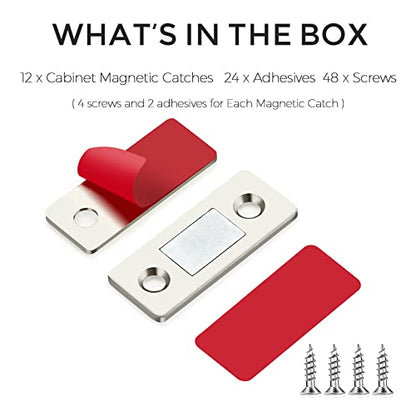 Ultra Thin Cabinet Magnetic Door Catch Stainless Steel,Satin Nickel,12 Pack | Cabinet Magnets Adhesive Drawer Latch, Stick-On Mount, For Cabinets, Drawers, Closets, Cupboard Wardrobe - color: ‎Satin Nickel