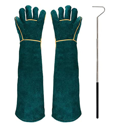 Animal Handling Gloves Bite Proof with 40inch Collapsible Snake Hook,Suitable for Falcon Dog Cat Bird Reptile Snake