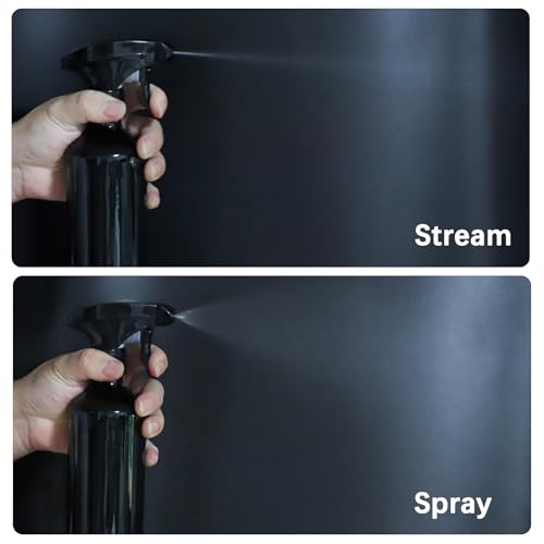 Glass Spray Bottles for Cleaning,16 OZ 2 Pack Continuous Empty Water Mister Spray Bottles for Hair,Plants Mister,Adjustable Nozzle,Black - color: Black