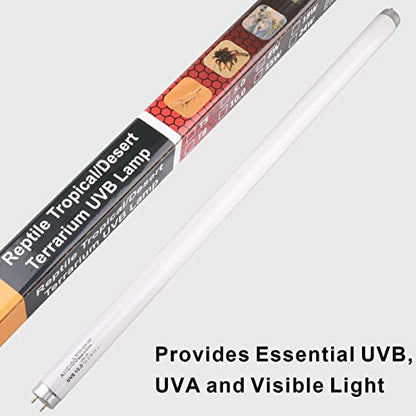 Aiicioo T8 UVB Reptile Light - 10.0 Reptile Fluorescent Light Bearded Dragon Desert UVB Bulb 24 inch 18 watt for Reptile Turtles Chameleon Tortoises Lizard - style: T8 Tube-18W 10.0