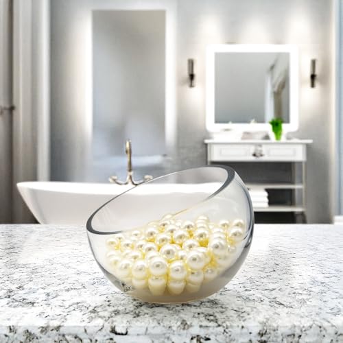 WGVI Slant Cut Bowl Glass Vase, Width 6.7", Height 5", Clear Terrarium, Candy Dish, Fruit Jar, Floral Container for Wedding Party Event, Home Office Decor, 1 Piece - size: Slant Bowl 5"H