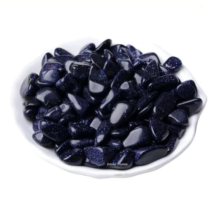 Erliway 7-9mm Blue Goldstone Healing Crystal Chips for Crafts, 100g | Natural Crushed Crystal Stones Tumbled Chips for Vase Filler Aquarium Gravel, Meditation Chakra Balancing, Candle DIY Making - color: Blue Goldstone