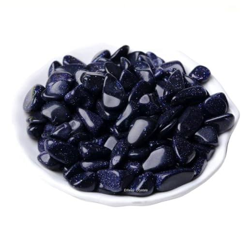 Erliway 7-9mm Blue Goldstone Healing Crystal Chips for Crafts, 100g | Natural Crushed Crystal Stones Tumbled Chips for Vase Filler Aquarium Gravel, Meditation Chakra Balancing, Candle DIY Making - color: Blue Goldstone