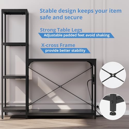 VOWNER 20-29 Gallon Fish Tank Stand with Power Outlet, Wood Aquarium Stand with Shelves for Fish Tank Accessories Storage, Heavy Duty Metal Frame, Turtle Reptile Terrarium Stand, Load 500lb, Black - color: Black