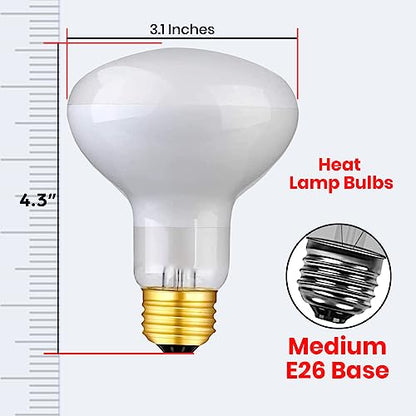 Reptile Heat Lamp Bulb 100 Watts UVA Basking Light for Reptiles and Amphibian, Basking Light for Bearded Dragon, UVA Reptile Light Bulb E26 Base 2 Pack - style: 100WR25-WHITE-2PK