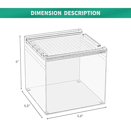 Reptile Terrarium,6.8" x 6.8"x 6" Reptile Breeding Box, Magnetic Acrylic Enclosure，for Tarantula，Hermit Crab，Jumping Spider，Iguana，Leopard Gecko，Bearded Dragon, Insect, Mantis, Scorpions. - size: 6.8"*6.8"*6"