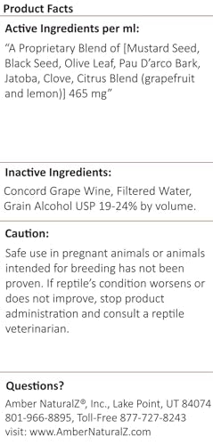 AMBER NATURALZ Reptaid XL for Reptiles 250g+, Immune & Respiratory, 1 OZ | Supports immune & upper respiratory function, eye & mouth health, appetite & vitality. Formulated for pets 250g & over. - size: Over 250 grams