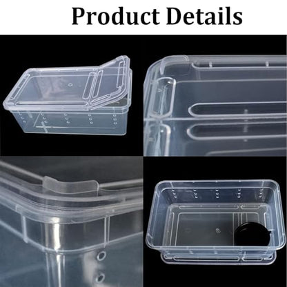 Critter Keeper 2-Pack, Cricket Cage & Reptile Feeding Box 12.59"x8.66"x5.9" Transparent Portable Plastic Snake Habitat Escape-Proof Ventilated Design for Gecko, Tarantula, Scorpion, Spider, Frog