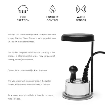 Ultum Nature Systems Atomizer Mist Maker Kit w/Lid - Fogger for Aquarium, Terrarium & Paludarium, Ultrasonic Water Mister, Aquarium Fogger, Easy to Use Smoke Maker & Versatile Fog Fountain Maker