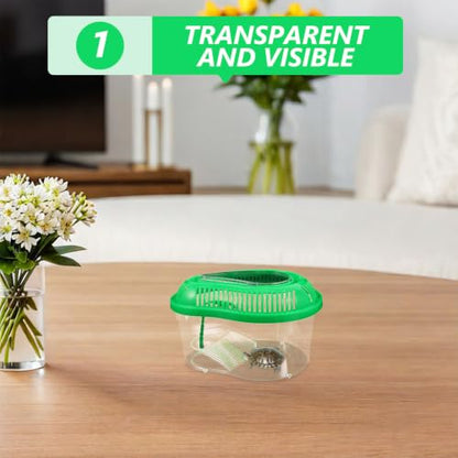 BESPORTBLE Portable Plastic Fish Tank Featuring Lockable Lid and Built-in Sunbathing Platform, Green Reptile Carrier for Small Pets and Turtles, for Outdoor Transportation and Habitat