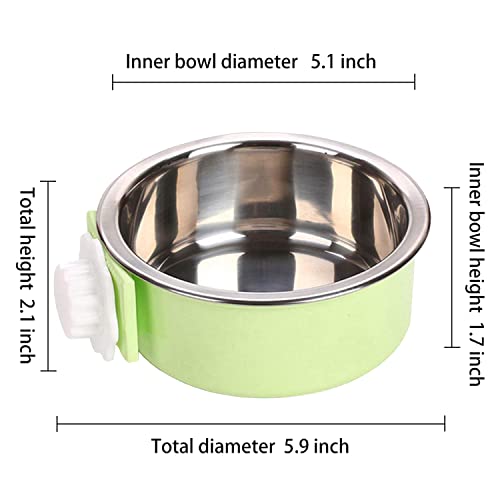 Dog Crate Bowl, Hanging Stainless Steel Removable Pet Crate Water & Food Bowls, Pet Cage Feeder Container Coop Cup for Cat Puppy Birds Rats Guinea Pigs Rabbit Hamster (2PCS) - color: (Round) Dark Blue/Grey