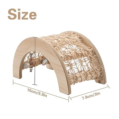 Hermit Crabs Climbing Bridge, Wooden Hermit Crab Climbing Toys with Rope, Hermit Crab Hideout, Aquarium Tank Accessory Small Animals Cage Accessory, Suitable for Hermit Crab Hamster Chinchilla Ferret - style: Rope