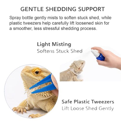 6Pcs Bearded Dragon Pool – Foldable Reptile Bathtub & Towel (Large or Medium Size), Bath Brush, Spray Bottle & Plastic Tweezers for Bearded Dragons, Bearded Dragon Bath Accessories (Medium) - size: Medium