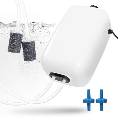 AQUANEAT Aquarium Air Pump for 20-210 Gallon Tank, Fish Air Bubbler, Hydroponic Oxygen Aerator with Stones, Airline Tubing, Check Valves - size: 150-210 Gallons