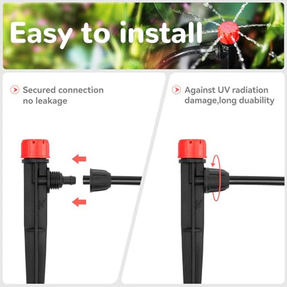 50pcs Drip Irrigation Emitters for 1/4" Tubing, 360 Degree Adjustable Flow | Drippers with Lock Barbed, 5" Arrow Stake, Irrigation Drippers for Diy Garden Watering System Kit - size: 50pcs Drip Emitters with Lock Barbed