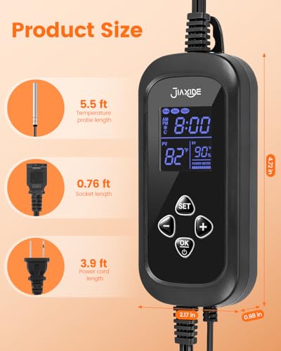 450W Reptile Thermostat Controller - PID Dimming Thermostat Control with Day/Night Timer for Reptile Heat Lamps, Mats, Terrariums, Seedlings & Brewing