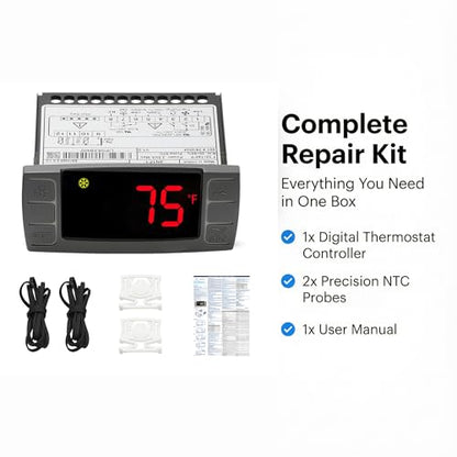 XR06CX-4N1F1 120V Temperature Controller Compatible with Dixell, 120V | 120V, XR06CX-4N1F1 replacement, dual NTC probes, for commercial refrigerators and freezers - style: XR06CX-4N1F1