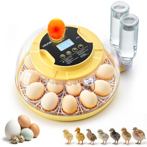 VEVOR 18 Egg Incubator, Automatic Egg Turner with LED Candler, Temperature & Humidity Control, 360° View Clear Window, Auto Water Refill, Poultry Eggs Incubators for Hatching Chicks Ducks Goose Quail | Precise Control,Digital Display - size: 18 Eggs