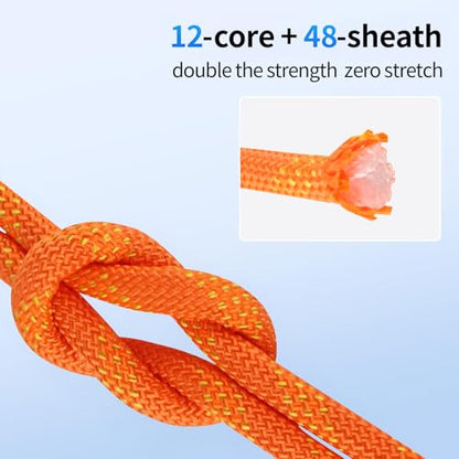 200Ft 1/2 Inch Heavy Duty Climbing Rope,Arborist Rope for Tree Pulling (Orange) - size: 200ft-Orange