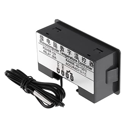 W3230 Digital LED Temperature Controller Module Digital Thermostat Switch with Waterproof Probe Programmable Heating Cooling Electronic Thermostat Range from -50℃ to 120℃ (12V 10A 120W) (2 Pieces) - style: DC 12V