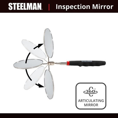 Steelman 29-Inch Telescoping Auto Inspection Mirror, Durable Steel, Articulating 3.25-Inch Round Mirror, Contoured Grip (Case of 10) - size: 29 inches (Case of 10)