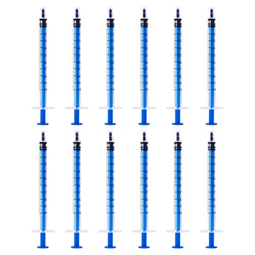 12 Pack - 1ml Plastic Syringe with Measurement, No Needle Suitable for Refilling and Measuring Liquids, Feeding Pets, Oil or Glue Applicator…