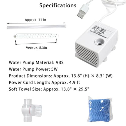 Bearded Dragon Water Fountain with Flow Valve Reptile Water Fountain | Reptile tank accessories with 26-hole faucet, quiet pump, and gentle water flow for lizards, geckos, turtles, and small pets