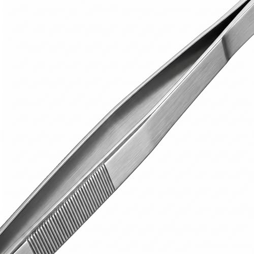 1 Pc 18.5 Inch Extra Long Curved Stainless Steel Aquarium Tweezers - Feeding Tongs for Fish Tank, Terrarium, Aquascaping, Reptile Snake (Silver)