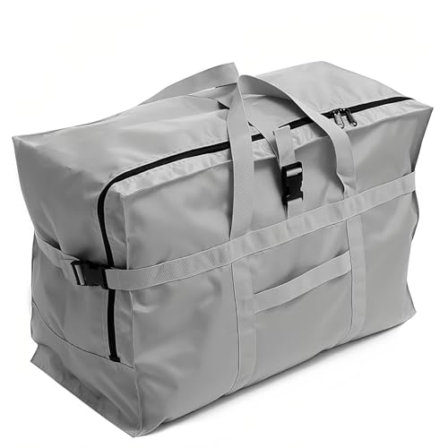 Large Duffel Bag, Waterproof Carry on Weekend Overnight Storage Bag over Luggage for Airline, Travel, Camping, Moving - color: 120L-Grey