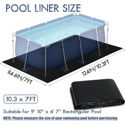Rectangular Pool Liner Pad for Rectangular Abover Ground Swimming Pool, Heavy Duty Waterproof 200g/㎡ PE Material Rectangular Pool Liner, Prevent Punctures at the Bottom of the Pool (10.3x7FT) - size: 10'4" x 7' (Rectangular)