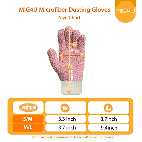 MIG4U 4 Pairs Microfiber Gloves - Dusting Gloves for House Cleaning - Washable Blind Cleaner Duster Tool (Blue/Pink/Gray/Navy,S/M) - color: Blue/Gray/Navy/Pink 4 Pairs, size: Small-Medium