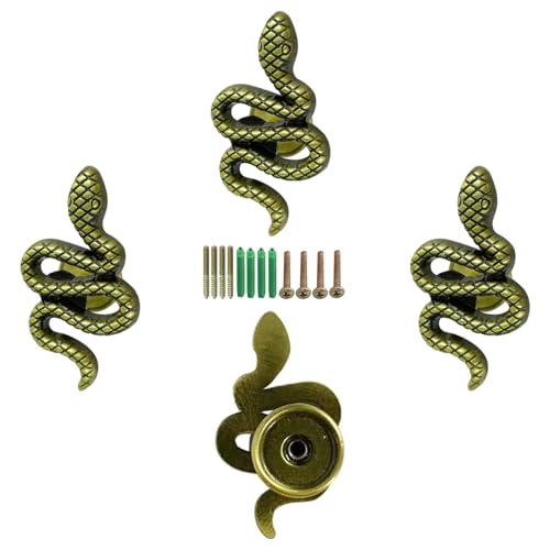 Snake Coat Hooks, Animal Wall Hooks, for Hanging Jackets, Bags, Wardrobes, Towels, Scarves, Kitchen Walls 4 Pieces (Bronze) - color: Bronze