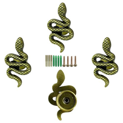 Snake Coat Hooks, Animal Wall Hooks, for Hanging Jackets, Bags, Wardrobes, Towels, Scarves, Kitchen Walls 4 Pieces (Bronze) - color: Bronze