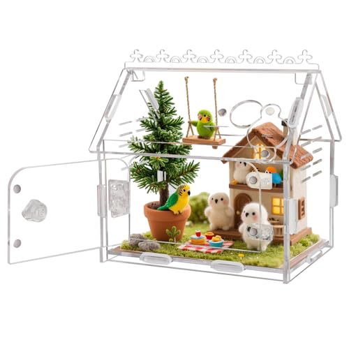 Acrylic Jumping Spider Enclosure Magnetic Lock Terrarium | Clear Acrylic Viewing, Dual Vents, Sloped Roof, 5.9x3.9x5.1", Tool-Free Assembly